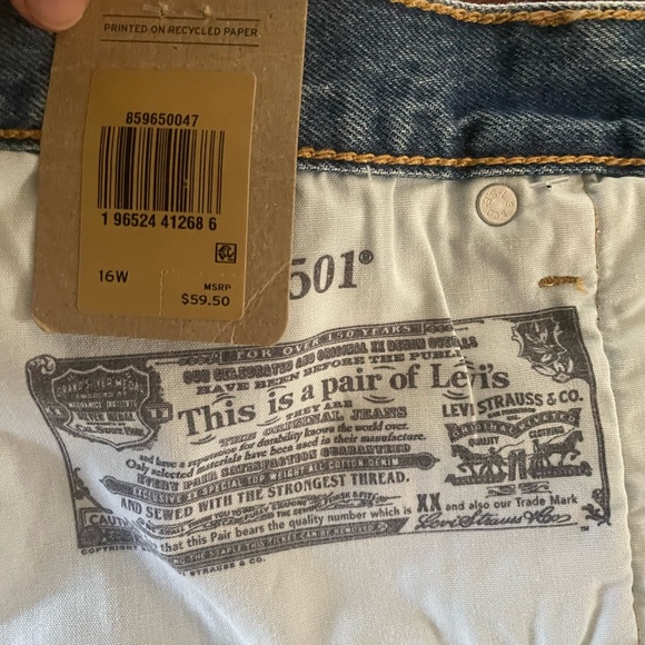 Levi's Blue Distressed Jean Shorts - Picture 9 of 16